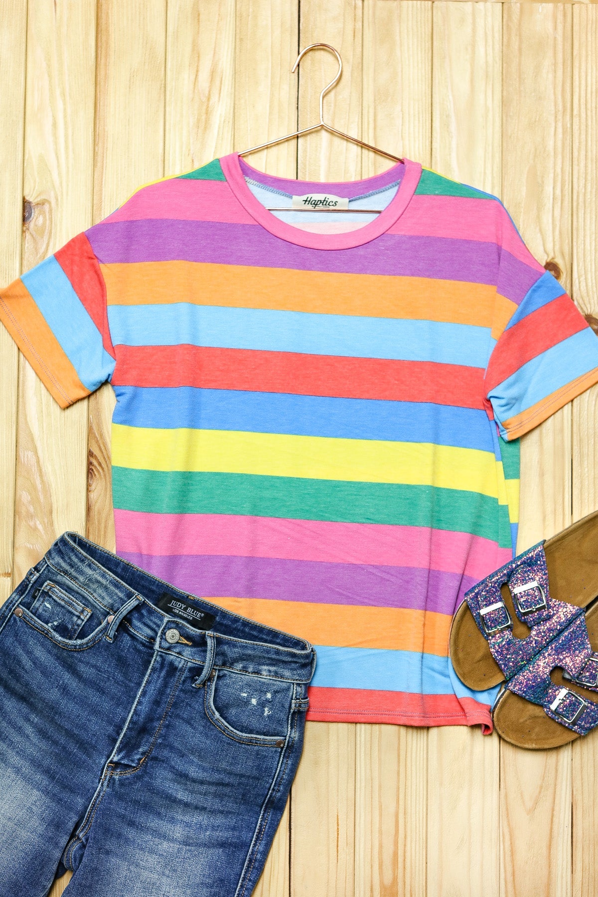 Step Into Spring Multicolor Stripe Terry Top