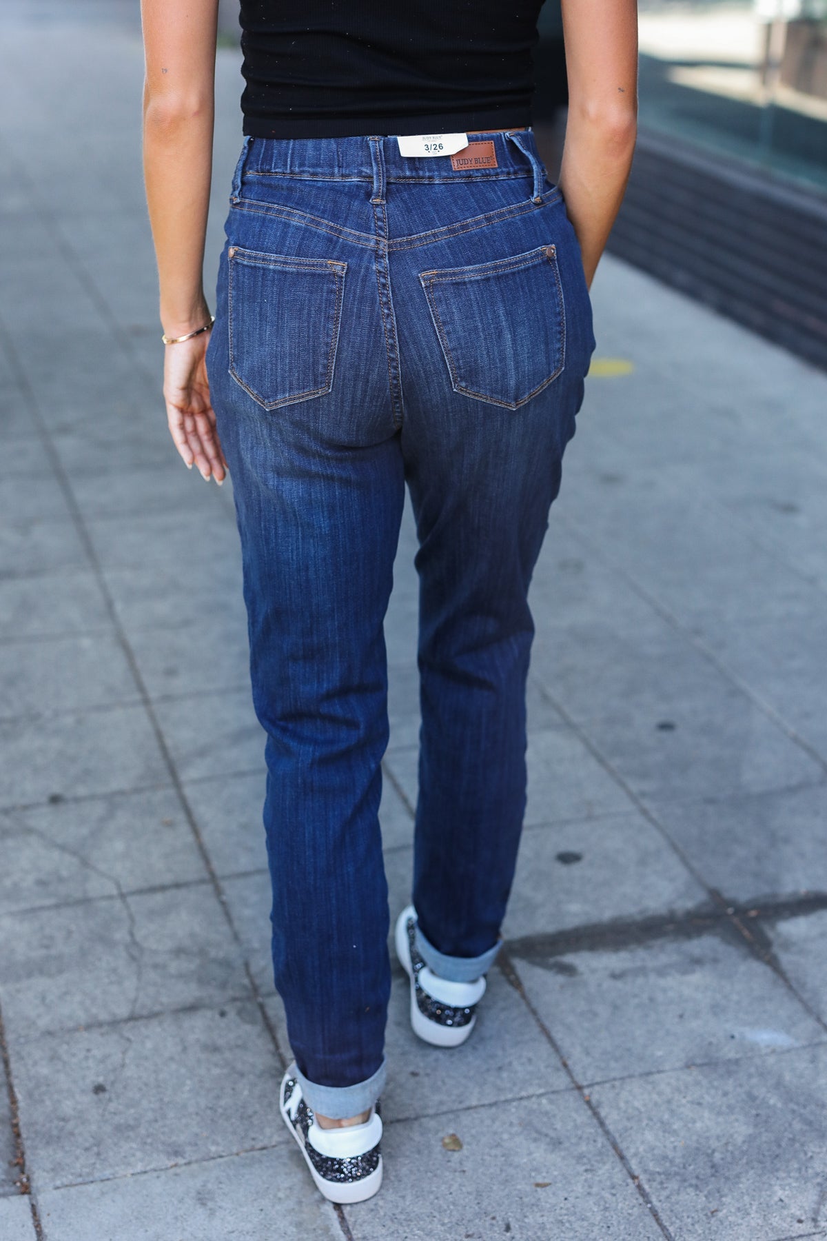 Judy Blue Dark Wash Pull On Cuffed Slim Fit Jeans