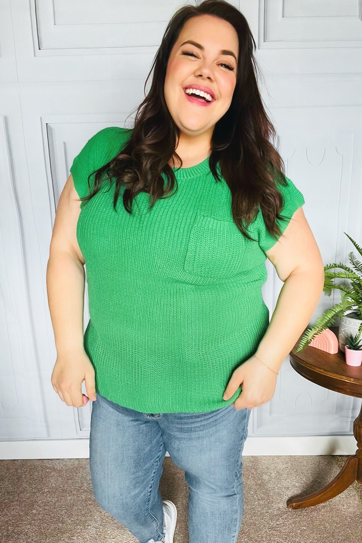 Seize The Day Kelly Green Dolman Rib Sweater Top