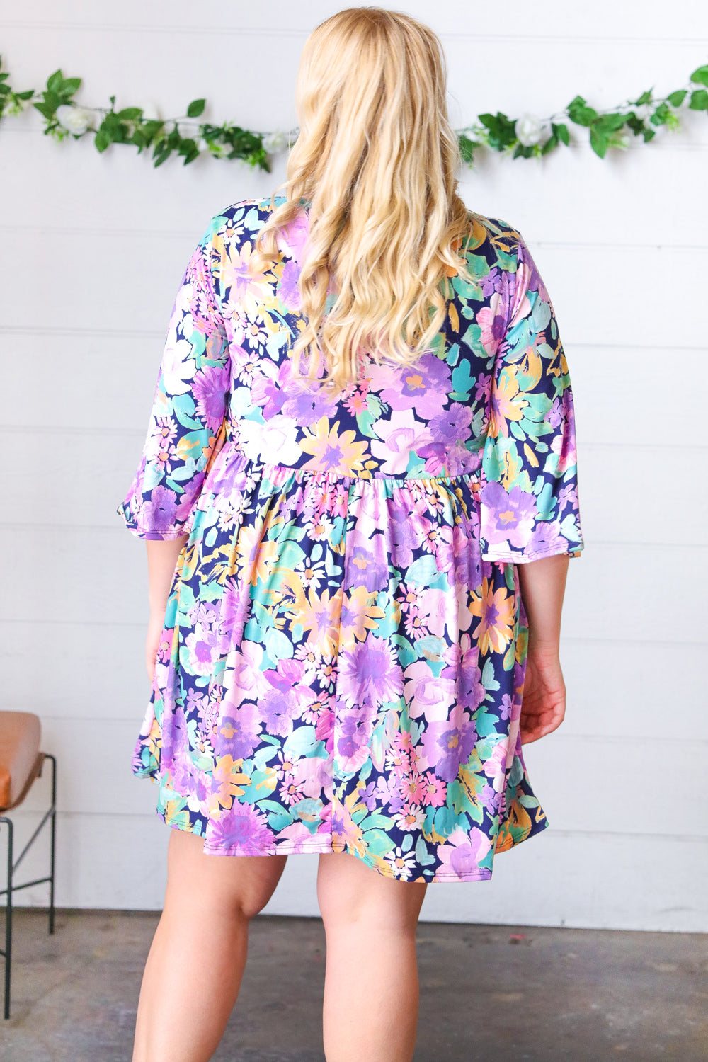 Mint Floral Babydoll Bell Sleeve Pocketed Dress