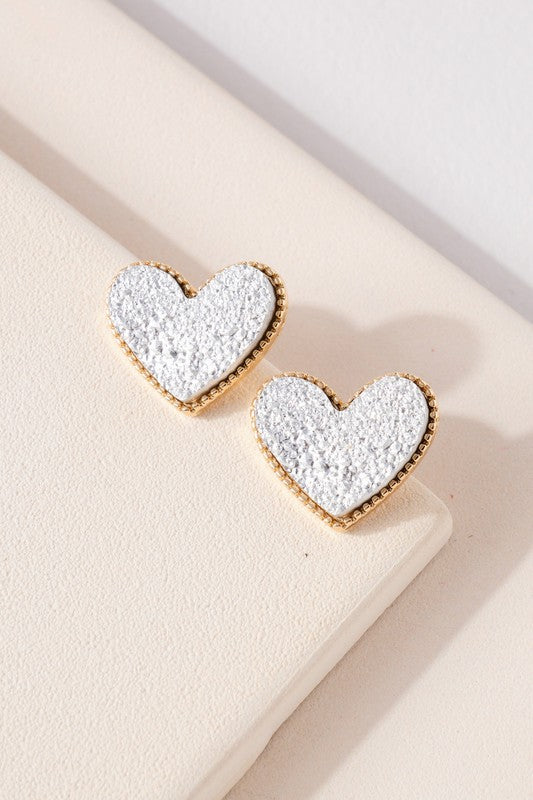 Heart Druzy Stone Stud Earrings