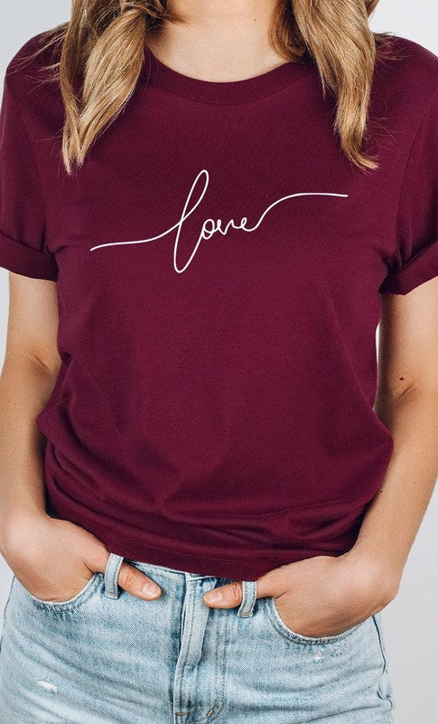 Love in Cursive Script Valentines Day Graphic Tee