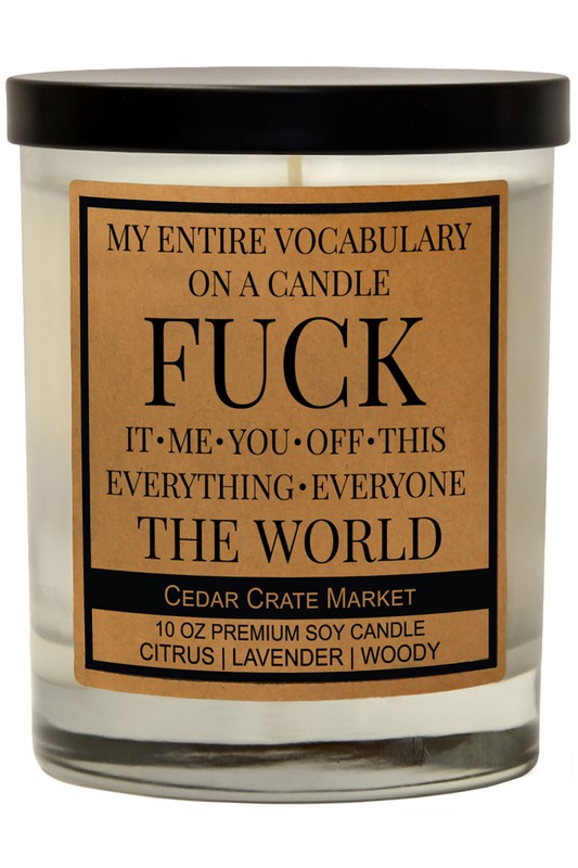 My Entire Vocabulary On A Candle Soy Candle