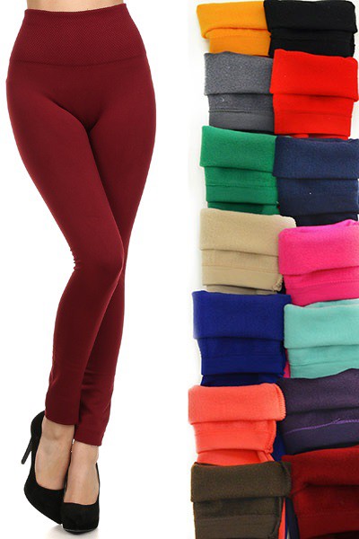 Lady's Full Length Seamless FLEECE Leggings