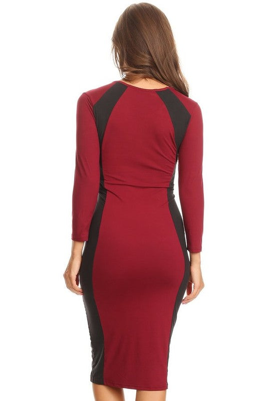 Color Block Contrast Midi Dress