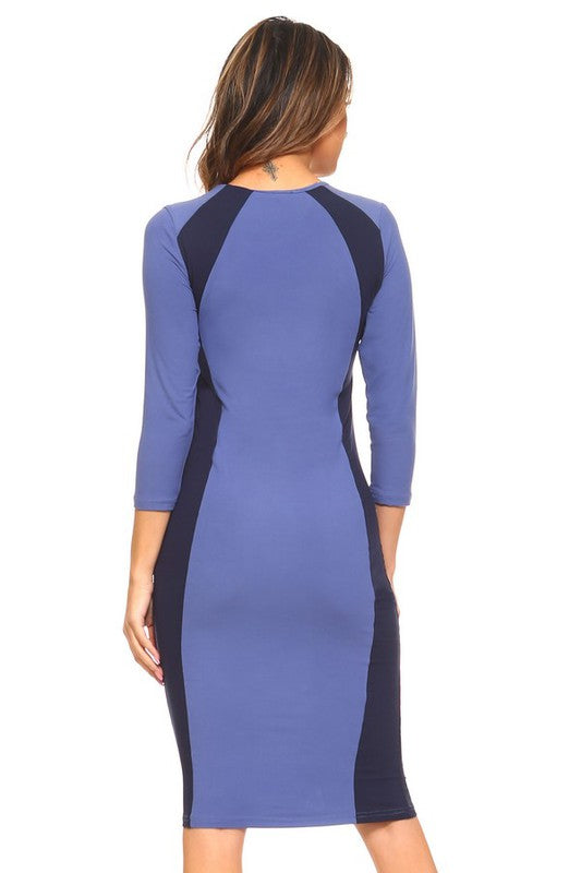 Color Block Contrast Midi Dress