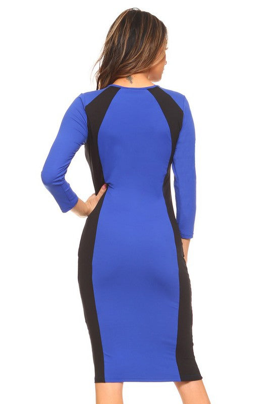 Color Block Contrast Midi Dress