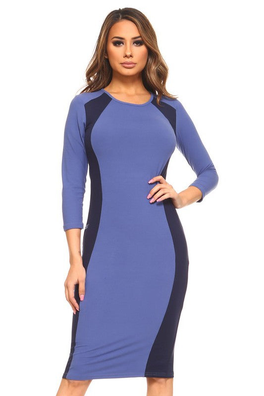 Color Block Contrast Midi Dress