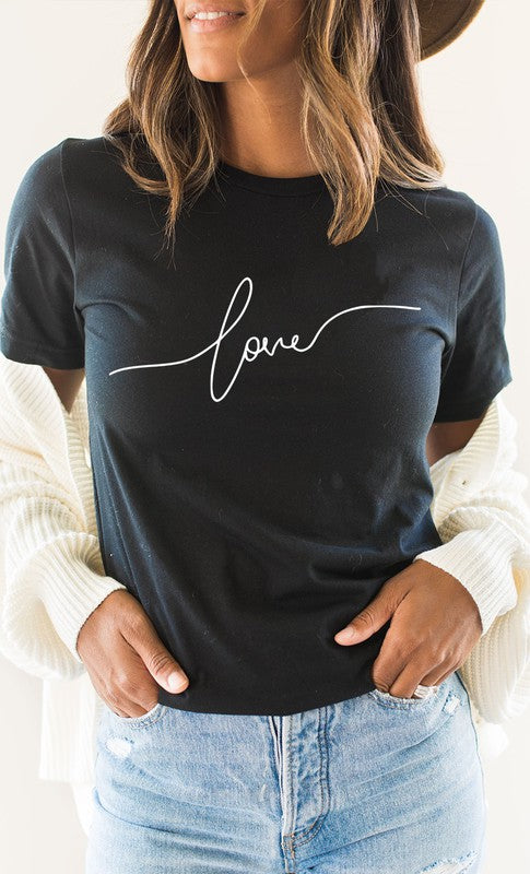 Love in Cursive Script Valentines Day Graphic Tee