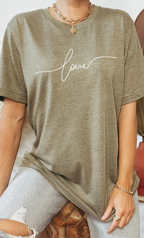 Love in Cursive Script Valentines Day Graphic Tee