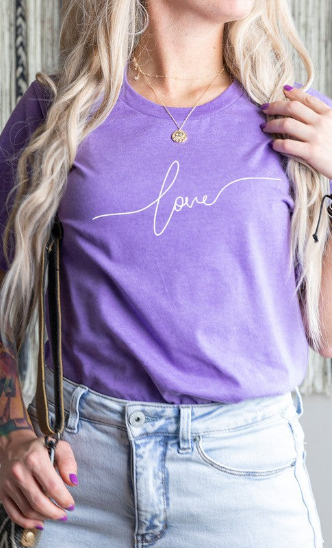 Love in Cursive Script Valentines Day Graphic Tee